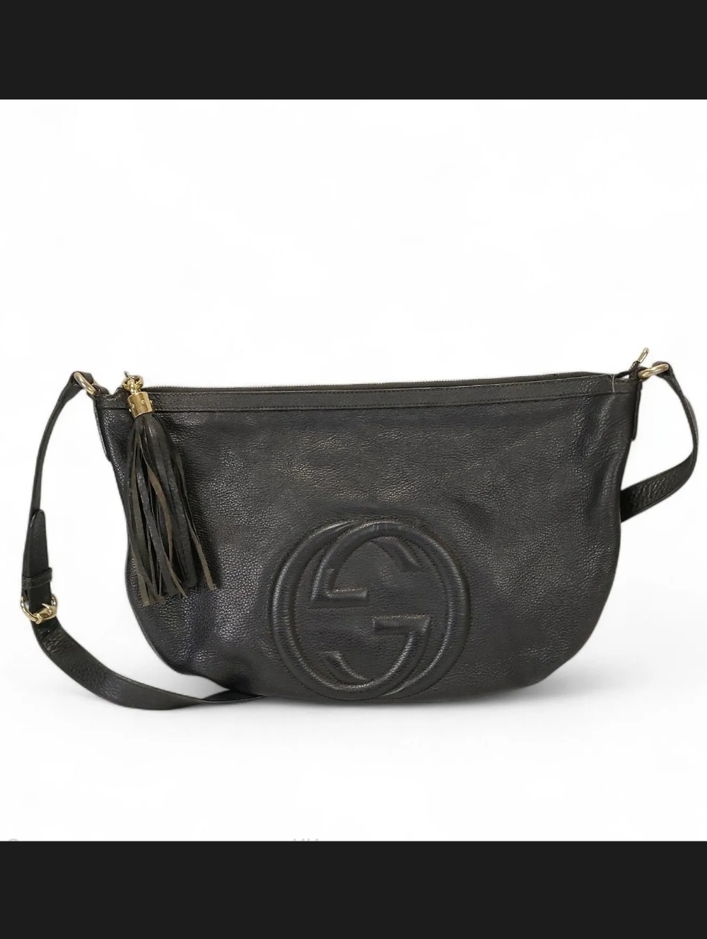 Gucci Black Soho Leather Crossbody Bag with Tassel